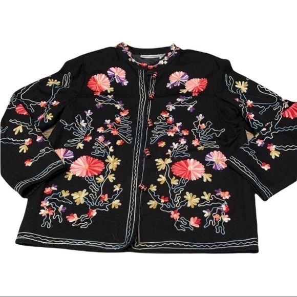 drapers & damons Jackets & Blazers - Draper’s & Damon’s Boho Floral Embroidered Boxy Jacket | M | EUC | High Quality!